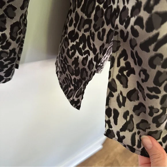 Susan Graver Animal Print Peachskin Big Shirt, Size L - Picture 9 of 10